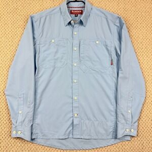 Simms EBB Tide Shirt Mens M Light Blue Long Sleeve Button Vented Outdoor Fishing